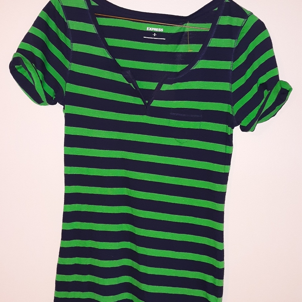 2 for $10🎀Express green and navy stripped tee